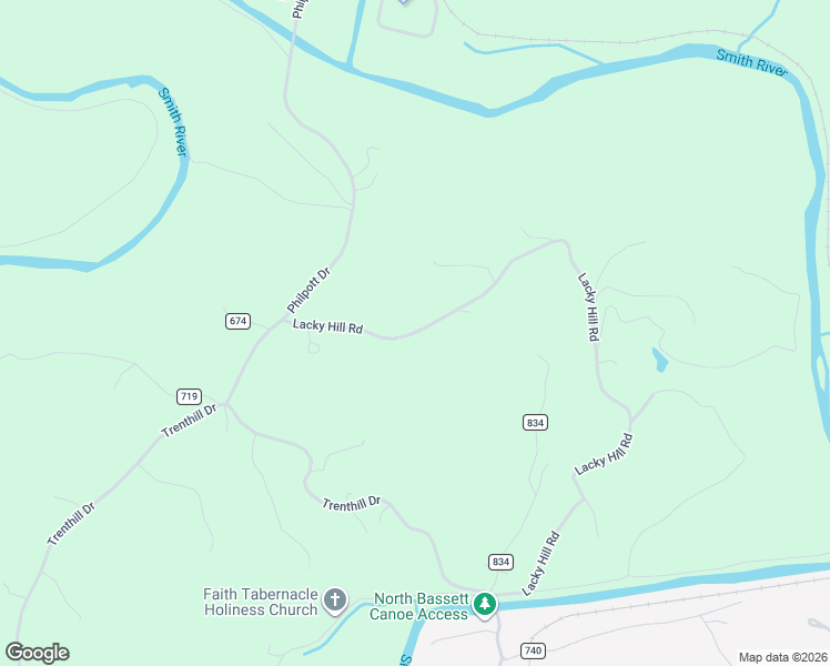 map of restaurants, bars, coffee shops, grocery stores, and more near Lacky Hill Road in Bassett