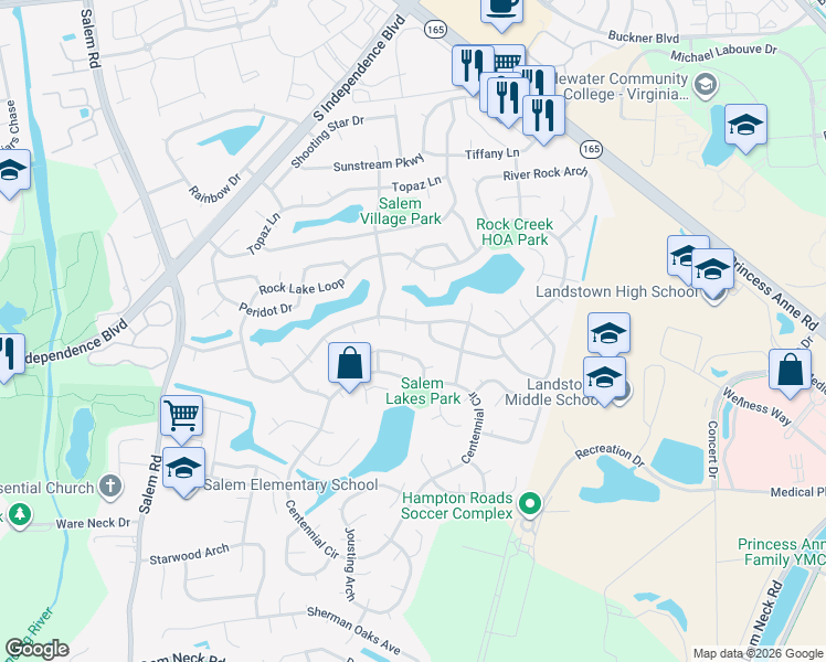 map of restaurants, bars, coffee shops, grocery stores, and more near 3832 Daiquiri Lane in Virginia Beach