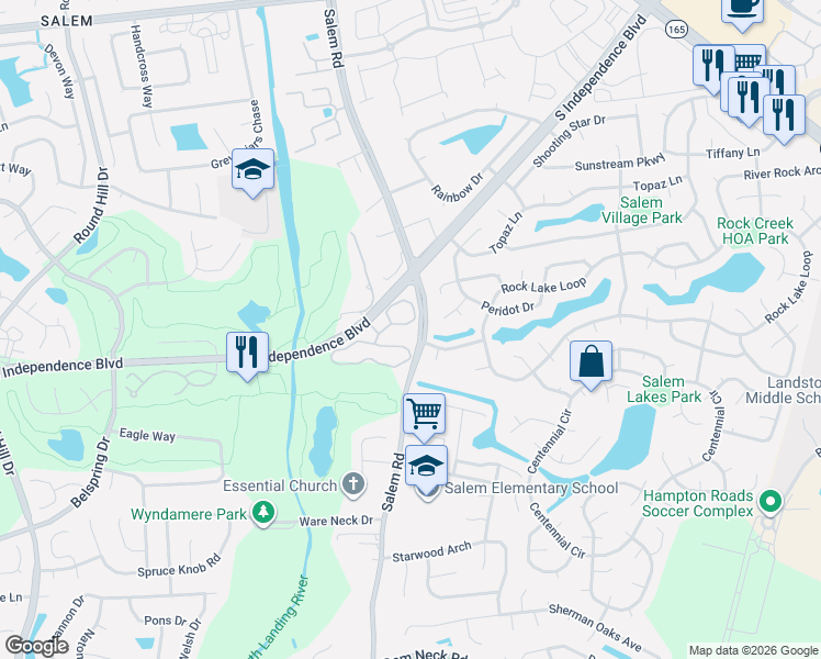 map of restaurants, bars, coffee shops, grocery stores, and more near 5012 Heathglen Circle in Virginia Beach