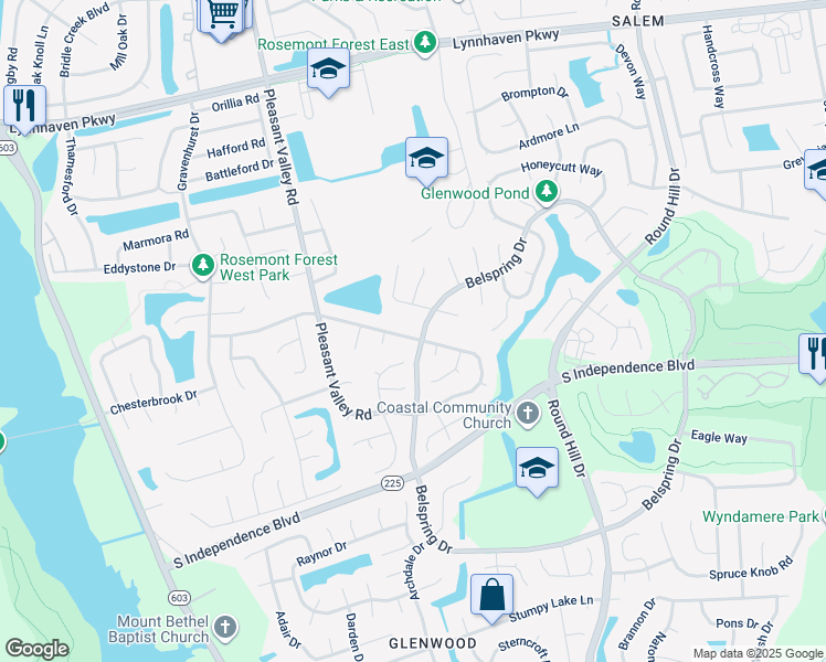 map of restaurants, bars, coffee shops, grocery stores, and more near 1204 Northvale Drive in Virginia Beach