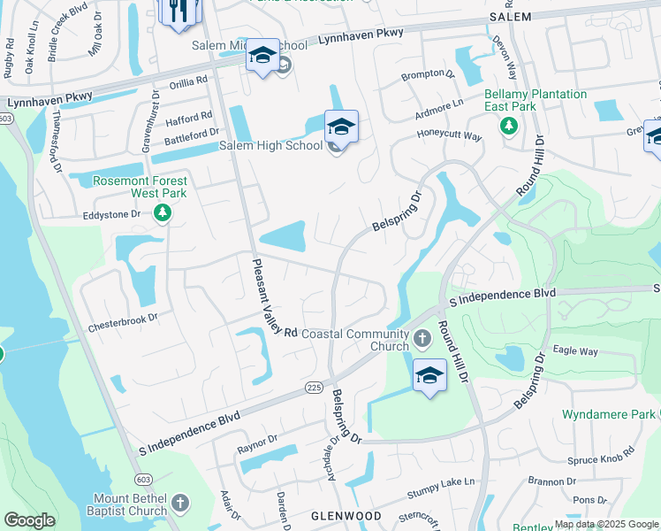 map of restaurants, bars, coffee shops, grocery stores, and more near 1204 Northvale Drive in Virginia Beach