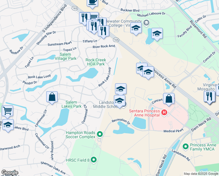 map of restaurants, bars, coffee shops, grocery stores, and more near 1951 Big Boulder Drive in Virginia Beach