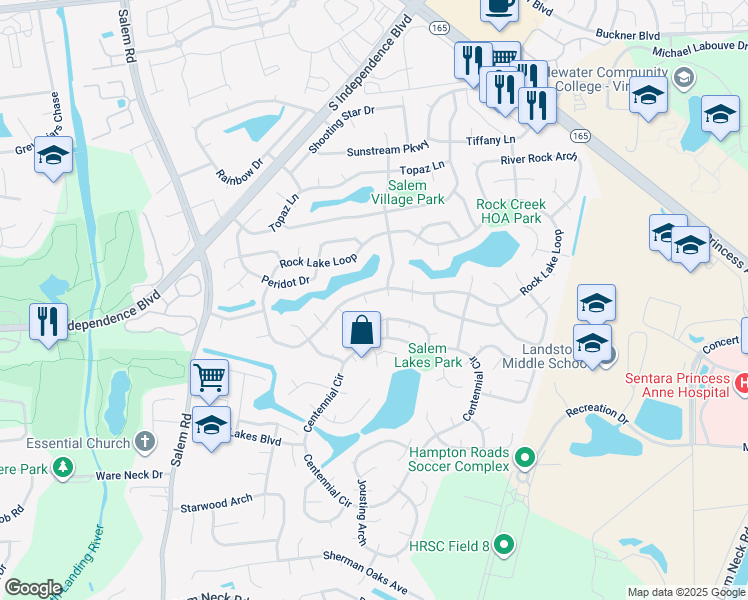 map of restaurants, bars, coffee shops, grocery stores, and more near 1804 Brownstone Court in Virginia Beach