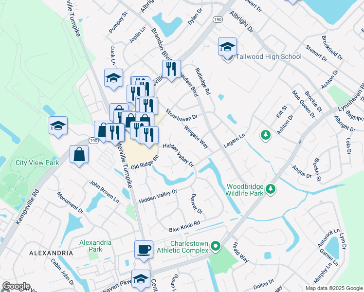 map of restaurants, bars, coffee shops, grocery stores, and more near 1860 Camelback Place in Virginia Beach