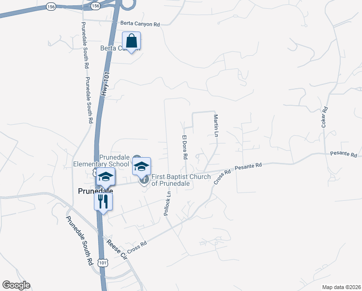 map of restaurants, bars, coffee shops, grocery stores, and more near 17943 Pesante Road in Salinas