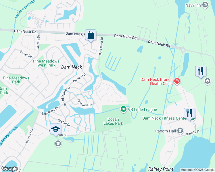 map of restaurants, bars, coffee shops, grocery stores, and more near 549 Summer Lake Lane in Virginia Beach