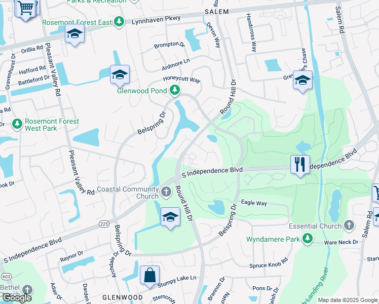 map of restaurants, bars, coffee shops, grocery stores, and more near 2756 Ada Arch in Virginia Beach