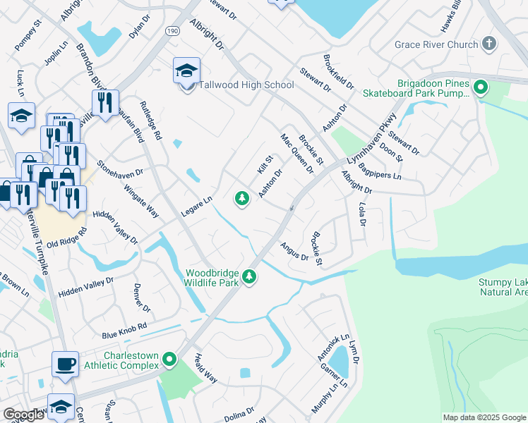 map of restaurants, bars, coffee shops, grocery stores, and more near 5416 Etheridge Court in Virginia Beach