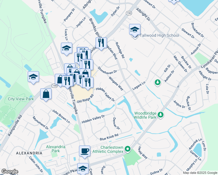 map of restaurants, bars, coffee shops, grocery stores, and more near 1856 Camelback Place in Virginia Beach