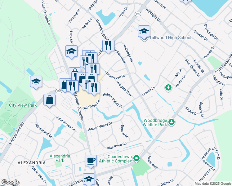 map of restaurants, bars, coffee shops, grocery stores, and more near 1856 Camelback Place in Virginia Beach