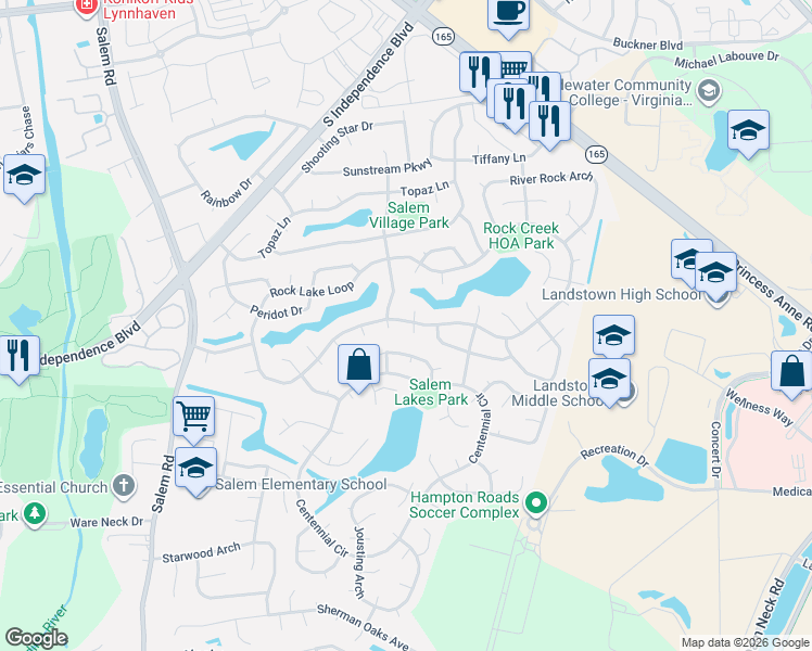 map of restaurants, bars, coffee shops, grocery stores, and more near 3832 Daiquiri Lane in Virginia Beach