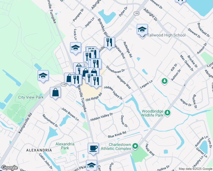 map of restaurants, bars, coffee shops, grocery stores, and more near 1808 Hidden Valley Drive in Virginia Beach