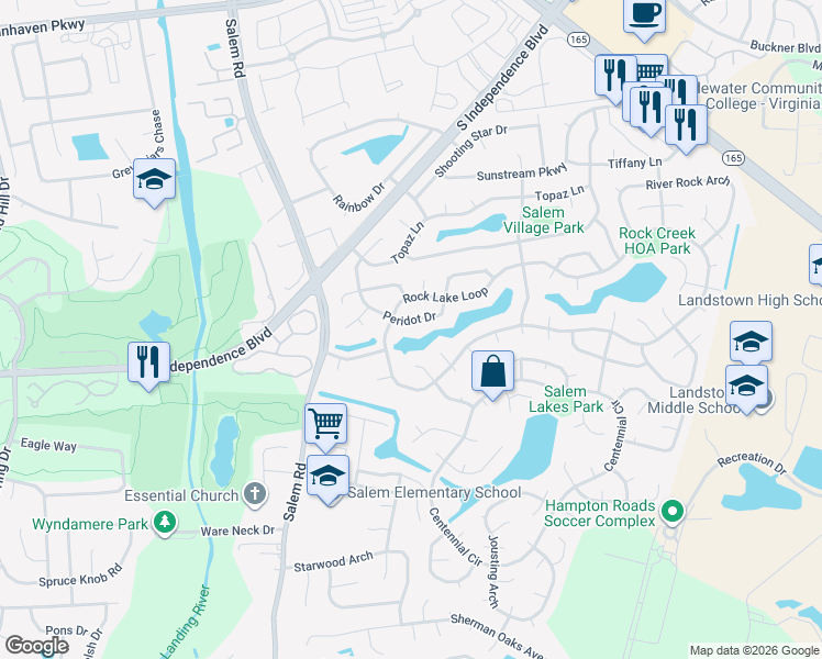 map of restaurants, bars, coffee shops, grocery stores, and more near 3956 Dupree Lane in Virginia Beach