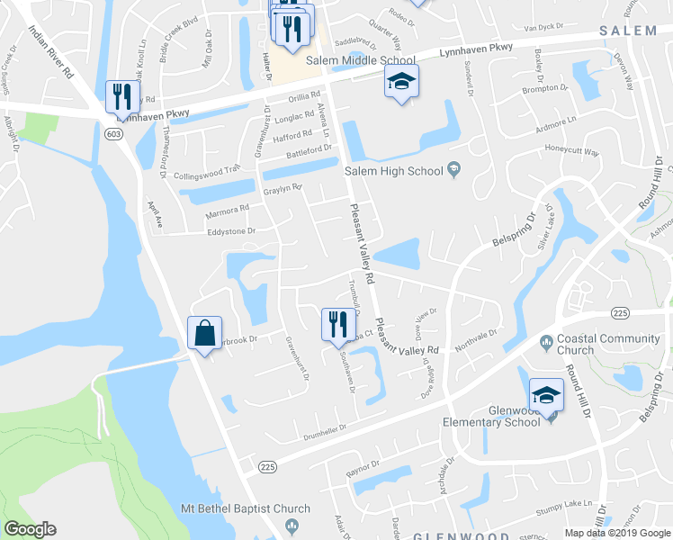 map of restaurants, bars, coffee shops, grocery stores, and more near 1328 Northvale Dr in Virginia Beach