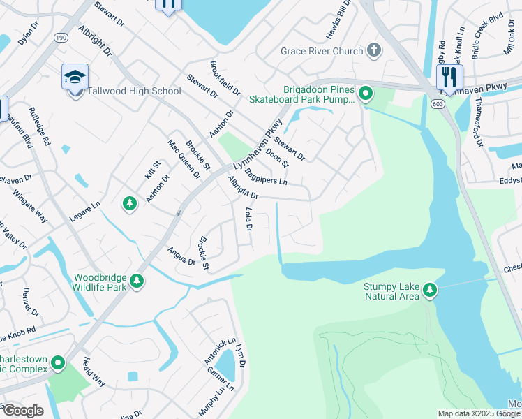 map of restaurants, bars, coffee shops, grocery stores, and more near 5345 Albright Drive in Virginia Beach