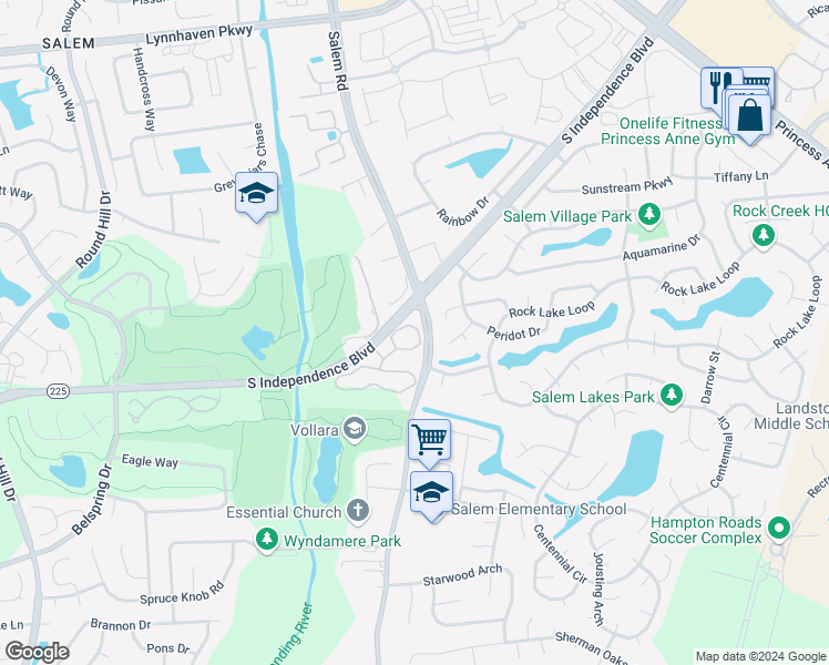 map of restaurants, bars, coffee shops, grocery stores, and more near 4161 Laurel Green Circle in Virginia Beach
