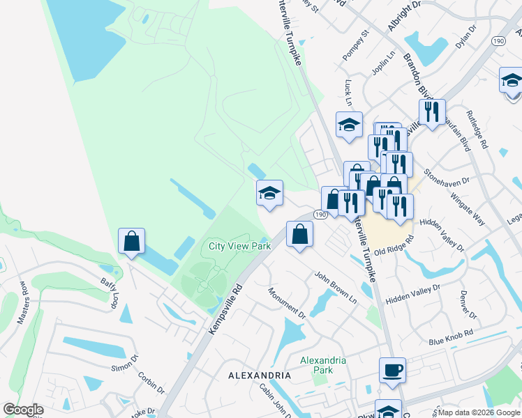 map of restaurants, bars, coffee shops, grocery stores, and more near 2025 Kempsville Road in Virginia Beach