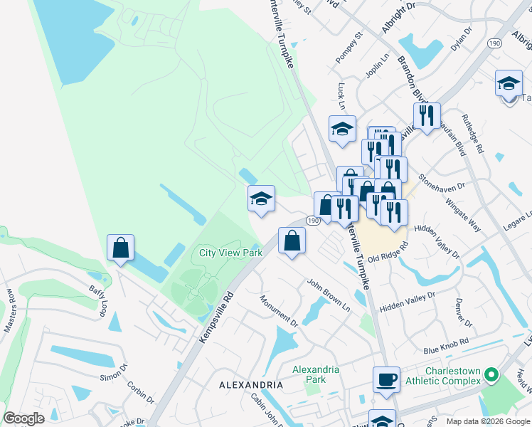 map of restaurants, bars, coffee shops, grocery stores, and more near 2025 Kempsville Road in Virginia Beach