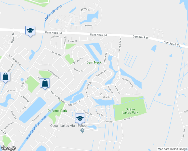 map of restaurants, bars, coffee shops, grocery stores, and more near 834 Quesnel Drive in Virginia Beach