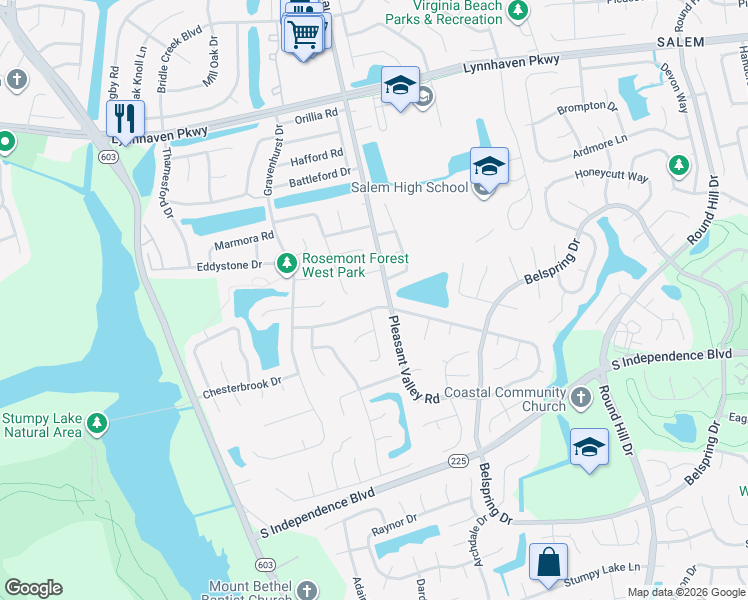 map of restaurants, bars, coffee shops, grocery stores, and more near 1317 Smyrna Circle in Virginia Beach