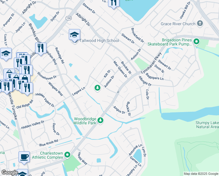 map of restaurants, bars, coffee shops, grocery stores, and more near 1680 Ashton Drive in Virginia Beach