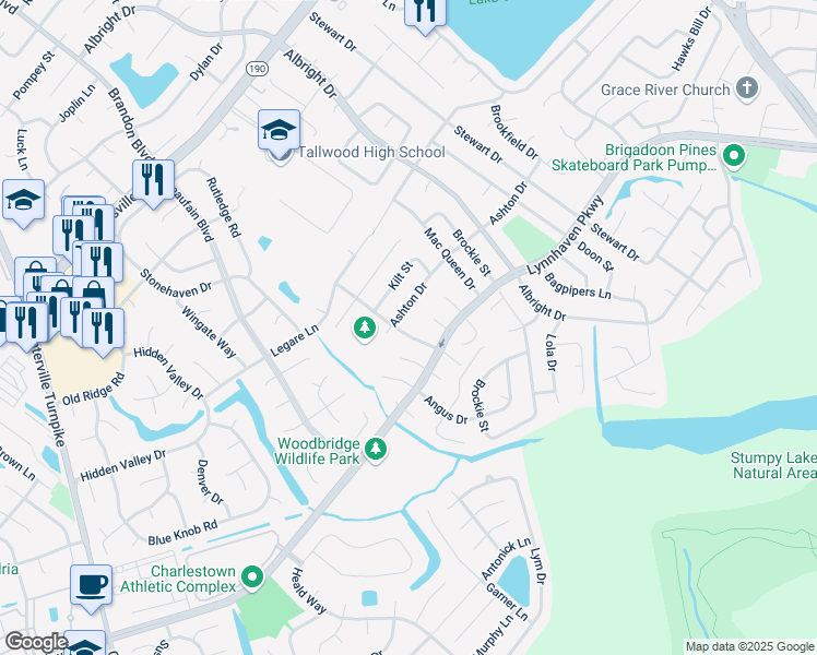 map of restaurants, bars, coffee shops, grocery stores, and more near 1680 Ashton Drive in Virginia Beach