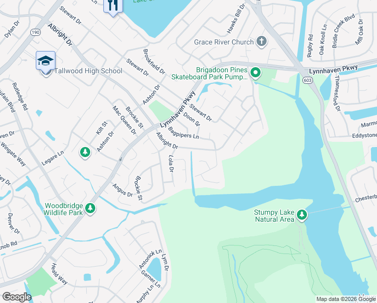 map of restaurants, bars, coffee shops, grocery stores, and more near 5329 Albright Drive in Virginia Beach