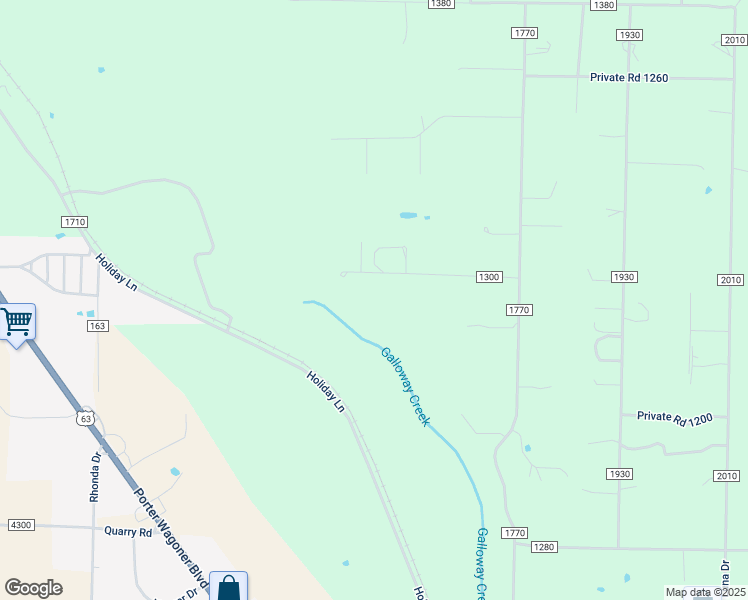 map of restaurants, bars, coffee shops, grocery stores, and more near 5216-5398 County Road 1300 in West Plains