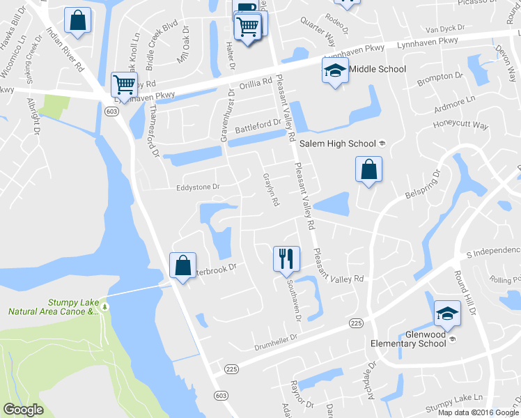 map of restaurants, bars, coffee shops, grocery stores, and more near 1300 Sagamore Court in Virginia Beach