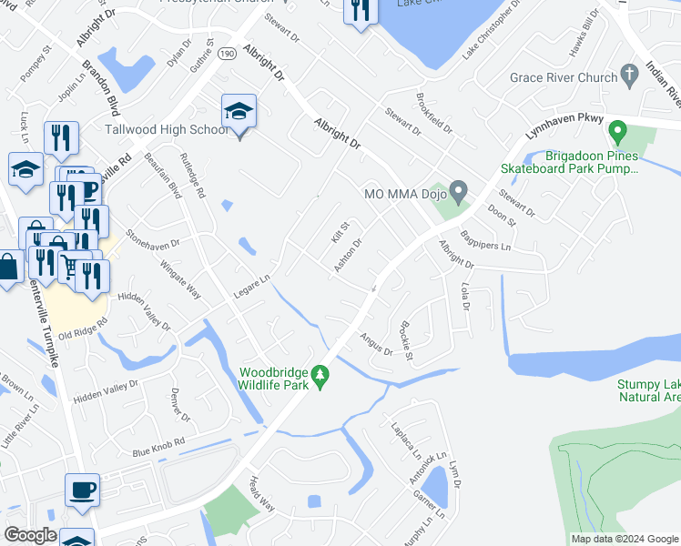 map of restaurants, bars, coffee shops, grocery stores, and more near 1680 Ashton Drive in Virginia Beach