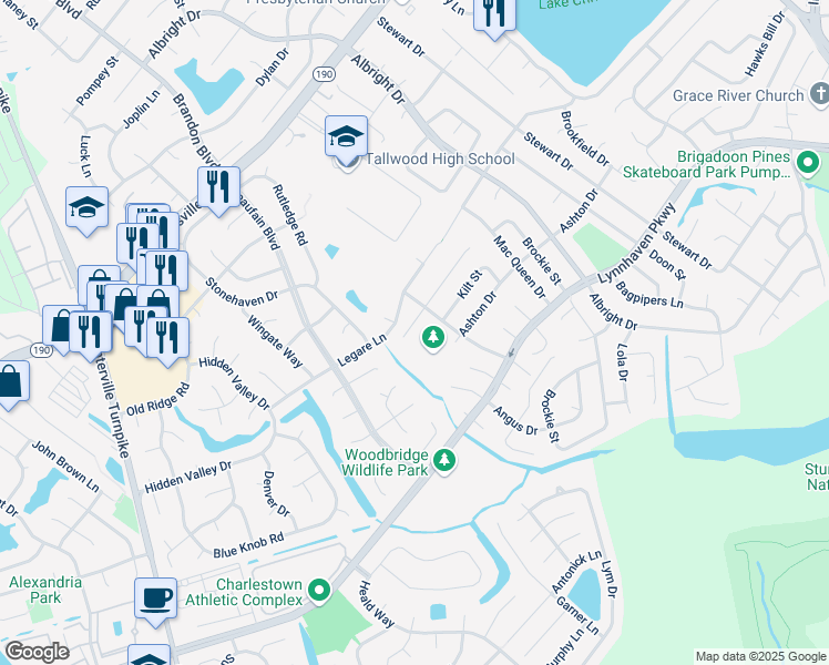 map of restaurants, bars, coffee shops, grocery stores, and more near 5441 Dalrymple Street in Virginia Beach