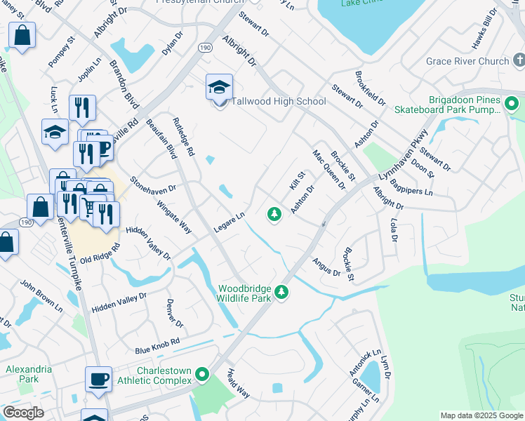 map of restaurants, bars, coffee shops, grocery stores, and more near 5441 Dalrymple Street in Virginia Beach