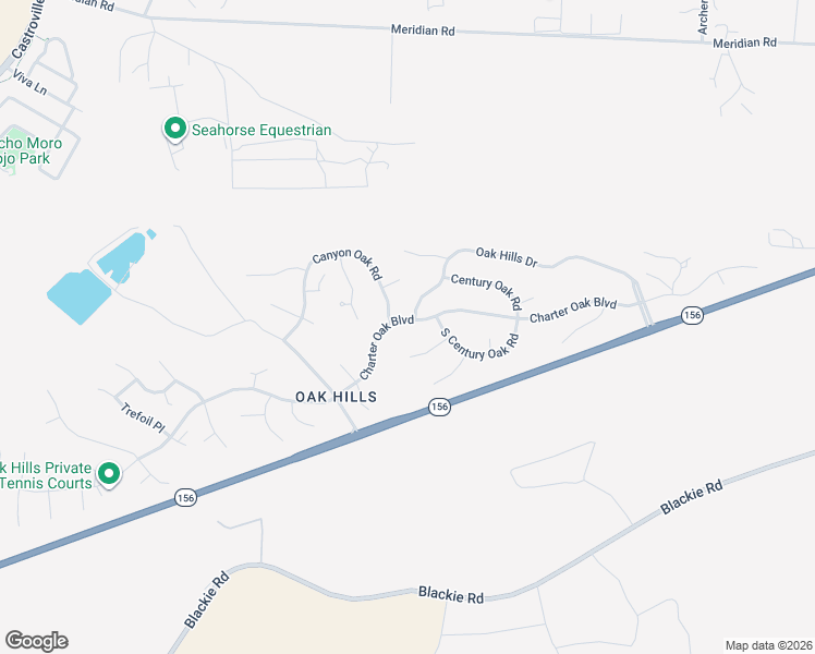 map of restaurants, bars, coffee shops, grocery stores, and more near 15040 Charter Oak Boulevard in Salinas