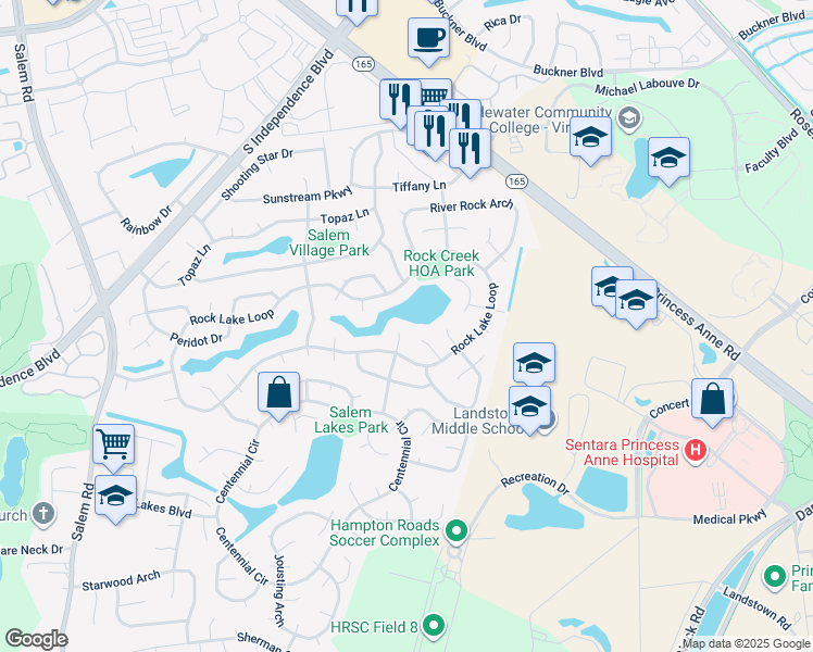 map of restaurants, bars, coffee shops, grocery stores, and more near 1646 Darrow Street in Virginia Beach