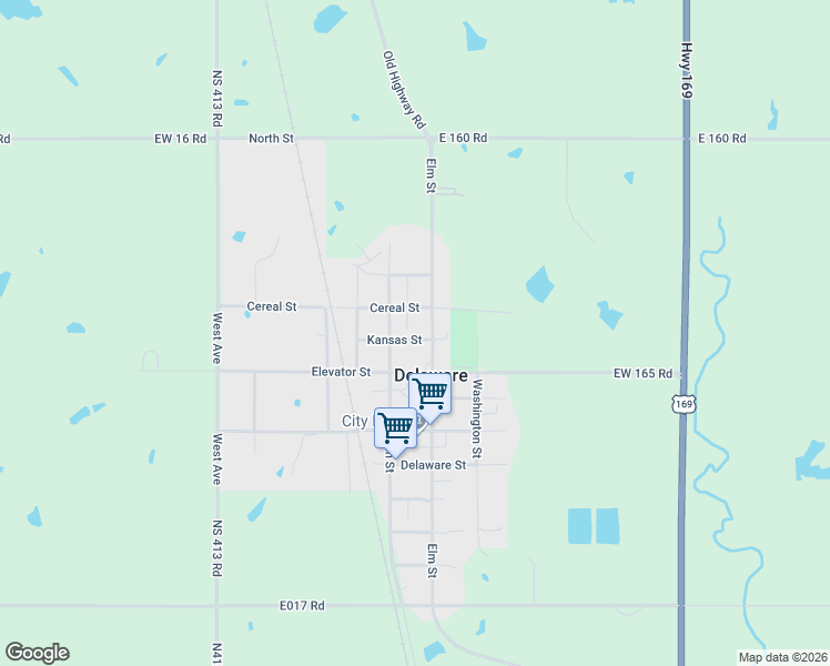 map of restaurants, bars, coffee shops, grocery stores, and more near 117 Kansas in Delaware