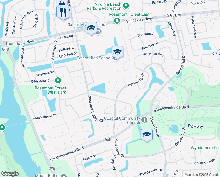 map of restaurants, bars, coffee shops, grocery stores, and more near 1928 Ripplemead Drive in Virginia Beach