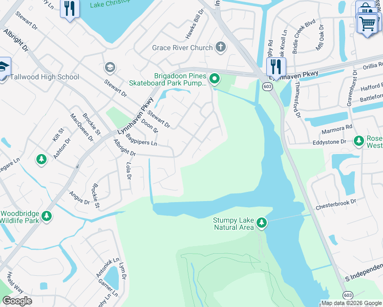 map of restaurants, bars, coffee shops, grocery stores, and more near 5289 Albright Drive in Virginia Beach