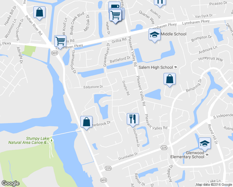map of restaurants, bars, coffee shops, grocery stores, and more near 1323 Wellfleet Court in Virginia Beach