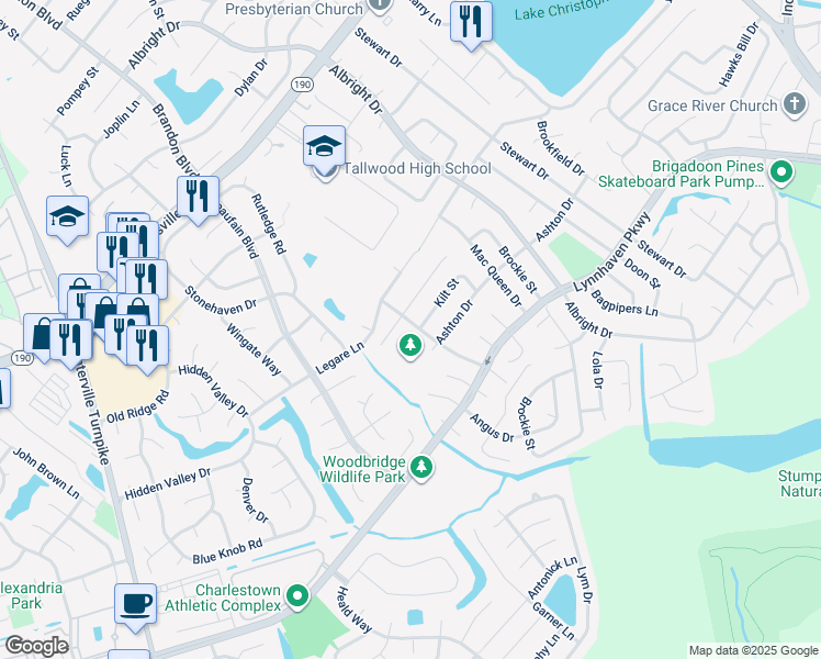 map of restaurants, bars, coffee shops, grocery stores, and more near 5441 Dalrymple Street in Virginia Beach
