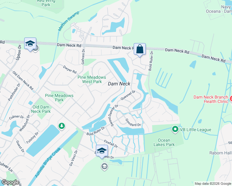 map of restaurants, bars, coffee shops, grocery stores, and more near 788 Daimler Drive in Virginia Beach