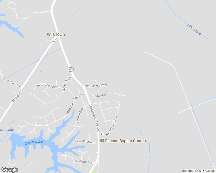 map of restaurants, bars, coffee shops, grocery stores, and more near 2020 Woodshire Way in Suffolk
