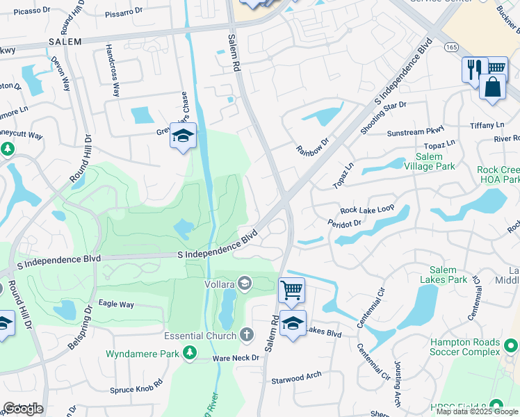 map of restaurants, bars, coffee shops, grocery stores, and more near 1849 Grand Bay Drive in Virginia Beach