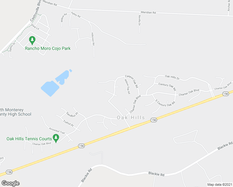map of restaurants, bars, coffee shops, grocery stores, and more near 9150 Canyon Oak Road in Salinas