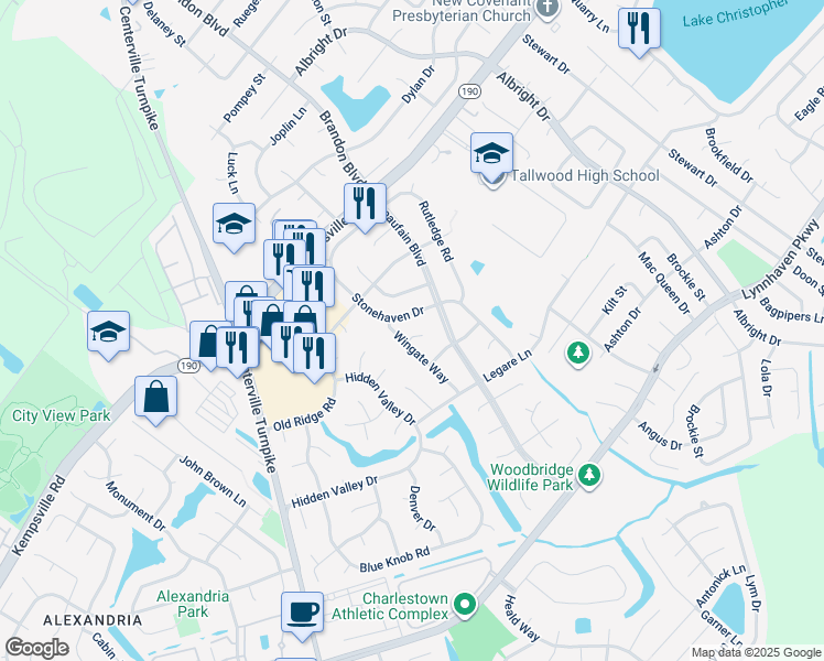 map of restaurants, bars, coffee shops, grocery stores, and more near 1809 Wingate Court in Virginia Beach