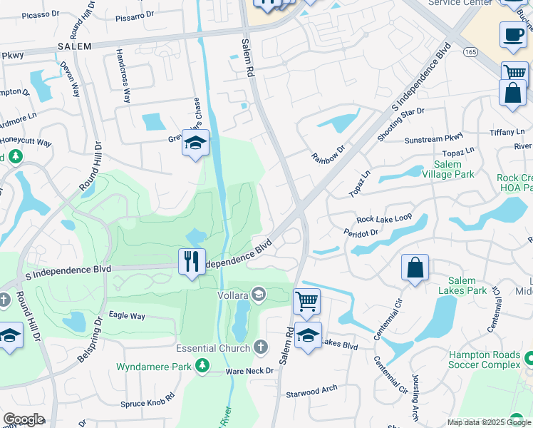 map of restaurants, bars, coffee shops, grocery stores, and more near 1789 Grand Bay Drive in Virginia Beach