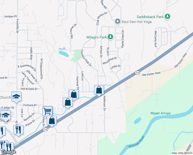 map of restaurants, bars, coffee shops, grocery stores, and more near 5511 Country Club Drive in Farmington