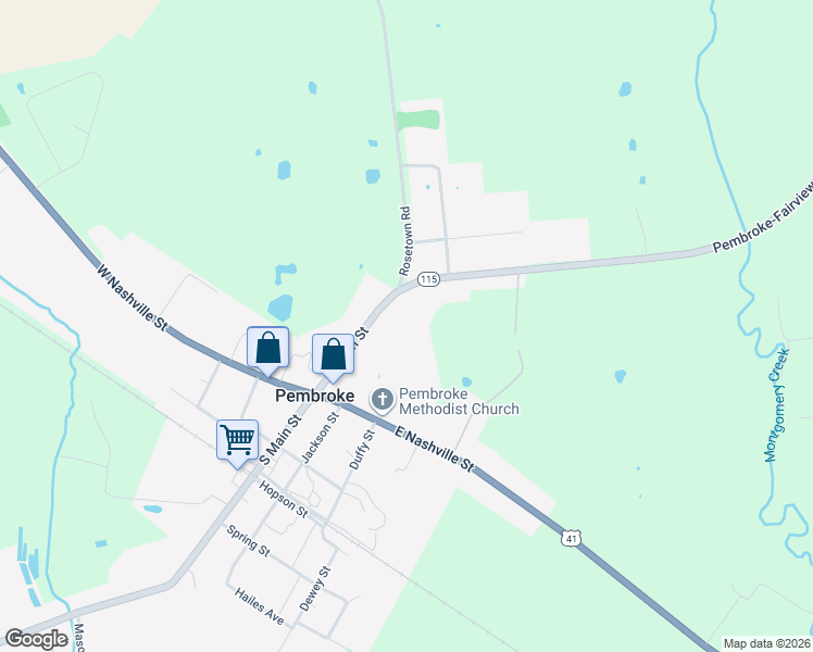 map of restaurants, bars, coffee shops, grocery stores, and more near 5658 Pembroke-Fairview Road in Pembroke