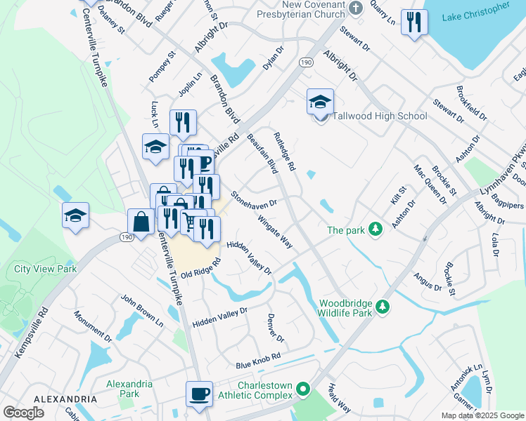 map of restaurants, bars, coffee shops, grocery stores, and more near 5477 Stonehaven Drive in Virginia Beach