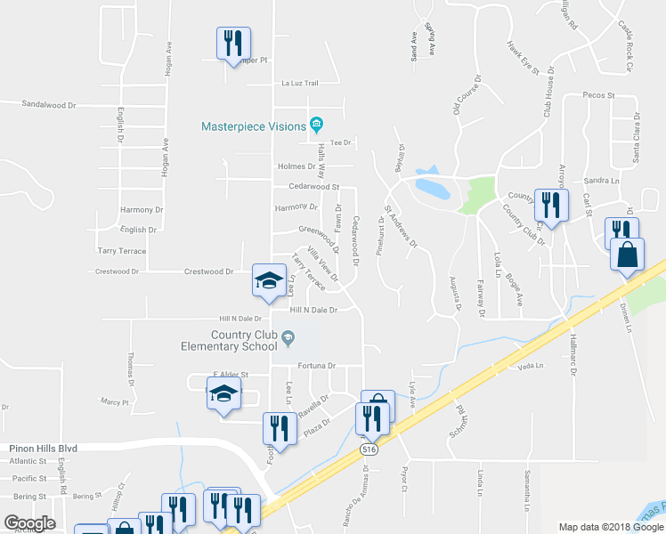 map of restaurants, bars, coffee shops, grocery stores, and more near 5704 Villa View Drive in Farmington