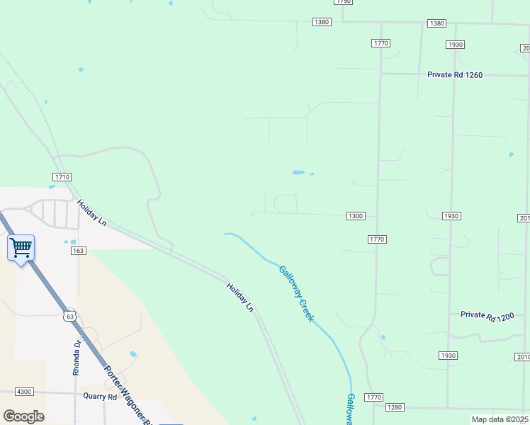 map of restaurants, bars, coffee shops, grocery stores, and more near 5216 County Road 1300 in West Plains